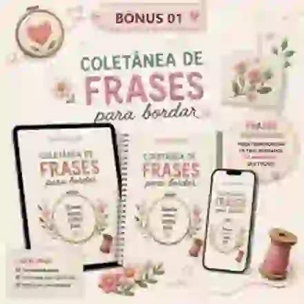 Mockup da Coletânea de Frases para Bordar, do borda&cria