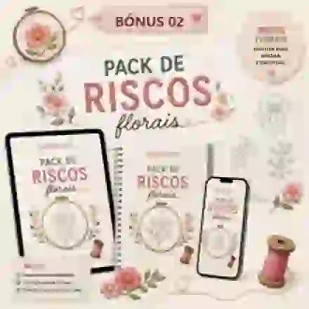 Mockup do Pack de Riscos Florais, do borda&cria