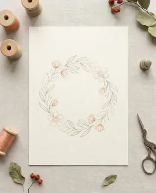 Risco de grinalda floral para bordar